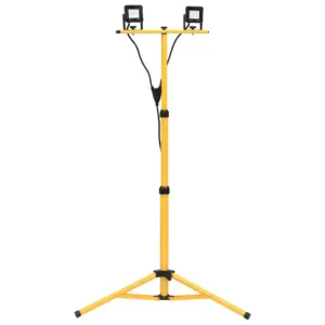 Statiiviga LED-prožektor 2 x 10 W, soe valge, must-kollane, reguleeritava kõrgusega