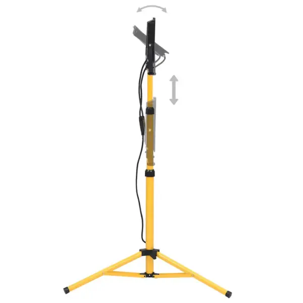 Reguleeritava statiiviga LED töövalgusti, 2 x 100 W, soe valge, must-kollane – 3