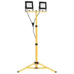 Statiiviga LED töövalgusti, 2 x 50 W, külm valge, must-kollane
