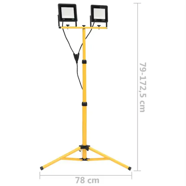 Statiiviga LED töövalgusti, 2 x 50 W, külm valge, must-kollane – 9