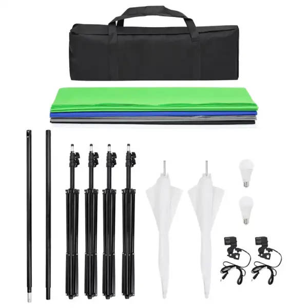 Stuudio valgustus- ja taustakomplekt vihmavarjudega, 5 tausta, LED 13 W – 8