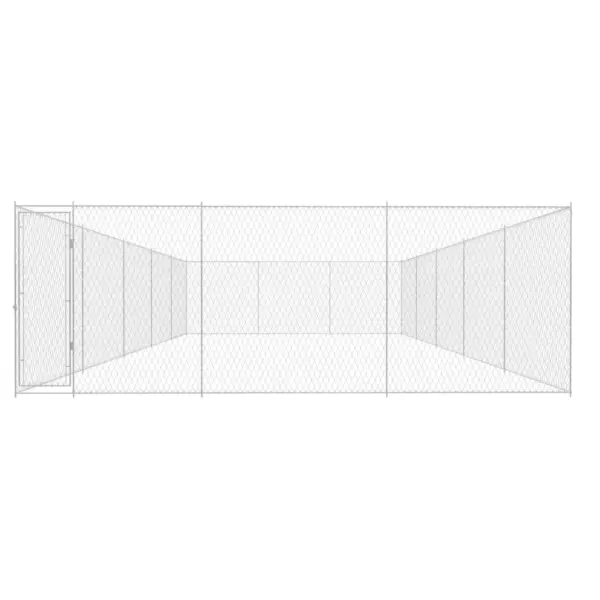 Koeraaedik lukustatava väravaga, hõbedane tsingitud teras, 950 x 570 x 185 cm – 2