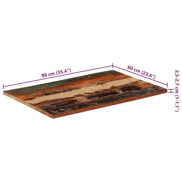 Ristkülikukujuline taaskasutatud puidust lauaplaat, 90 x 60 cm, paksus 25–27 mm – 11