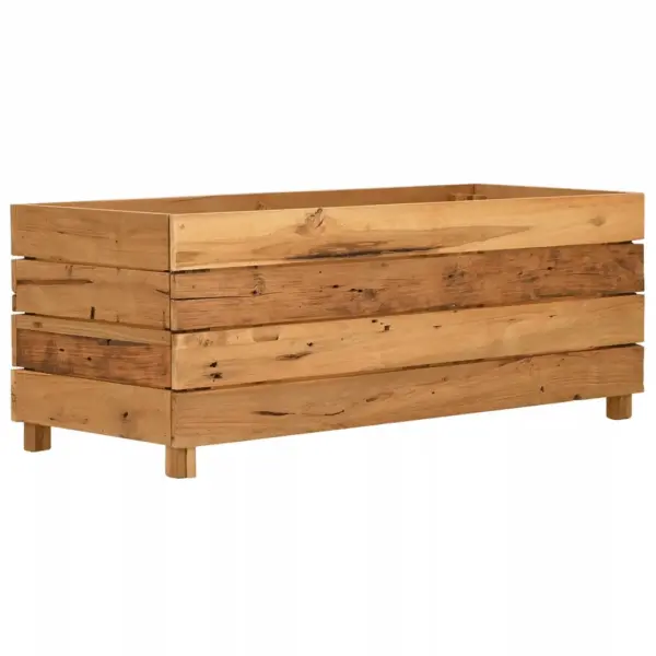 Taimelava taastöödeldud tiigipuidust, terasest riiuliga, 100 x 40 x 38 cm, pruun – 10