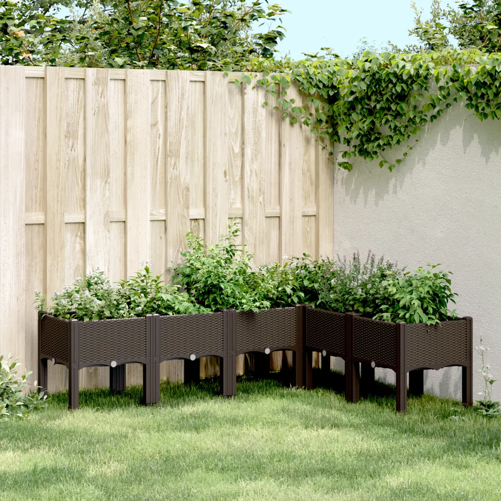 Aia taimekast jalgadel, pruun PP, 160 x 120 x 42 cm