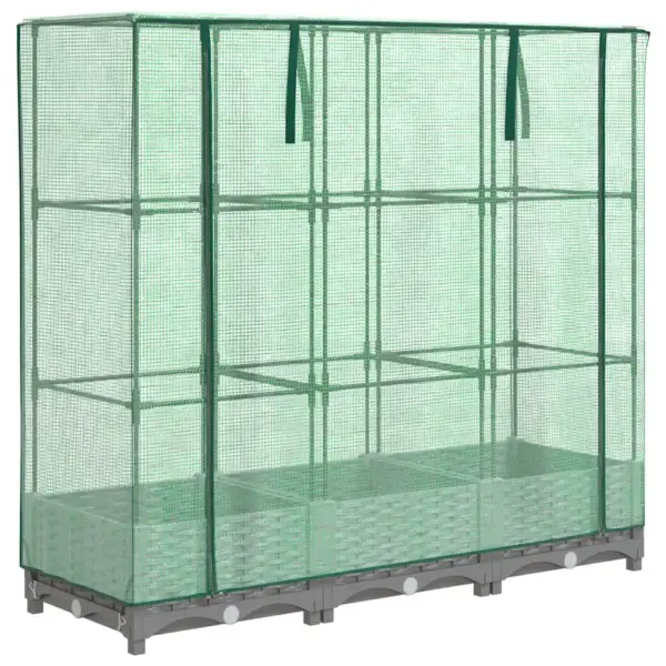 Taimekast kasvuhoonekattega, rotangimustriga, helehall, 120 x 40 x 123 cm - 2
