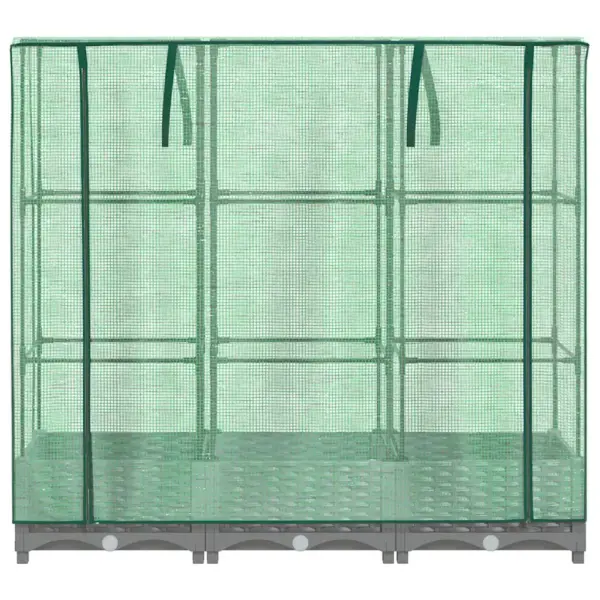 Taimekast kasvuhoonekattega, rotangimustriga, helehall, 120 x 40 x 123 cm - 4