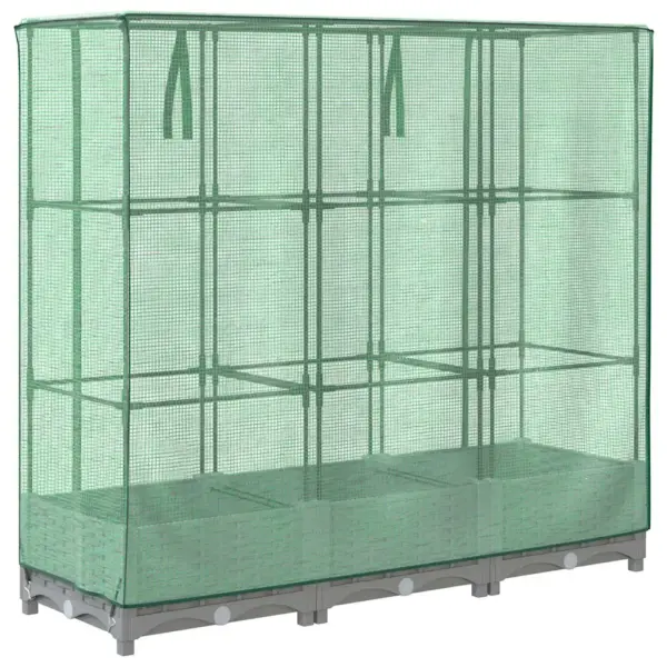 Taimekast kasvuhoonekattega, rotangimustriga, helehall, 120 x 40 x 123 cm - 6