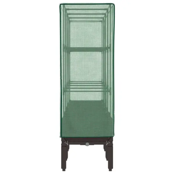 Kõrgendatud taimekast kasvuhoonekattega, rotangiimitatsioon, pruun, 160 x 40 x 140 cm – 5