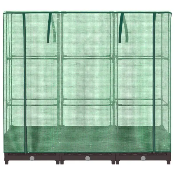 Kasvuhoonekattega kõrgendatud taimekast, rotangiimitatsioon, pruun, 120 x 40 x 123 cm – 4