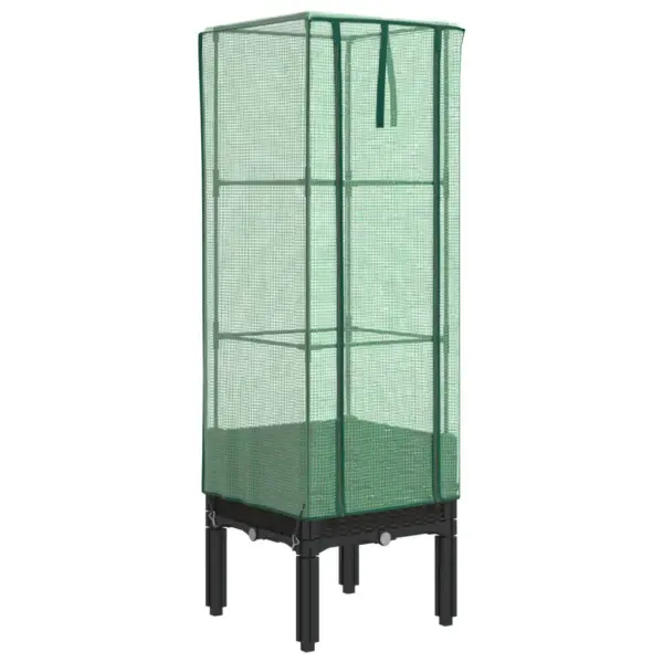 Kõrgendatud taimekast kasvuhoonekattega, rotangiimitatsiooniga, must, 40 x 40 x 140 cm – 2