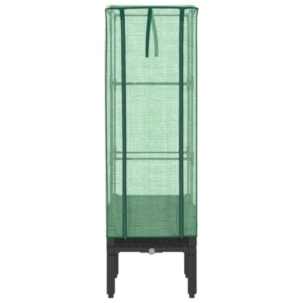 Kõrgendatud taimekast kasvuhoonekattega, rotangiimitatsiooniga, must, 40 x 40 x 140 cm – 4