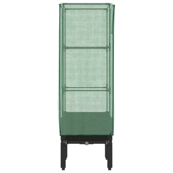 Kõrgendatud taimekast kasvuhoonekattega, rotangiimitatsiooniga, must, 40 x 40 x 140 cm – 5