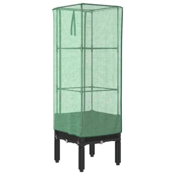 Kõrgendatud taimekast kasvuhoonekattega, rotangiimitatsiooniga, must, 40 x 40 x 140 cm – 6