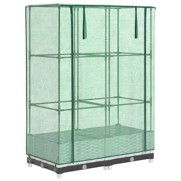 Kõrgendatud taimekast kasvuhoonekattega, rotangiimitatsiooniga, valge, 80 x 40 x 123 cm – 2