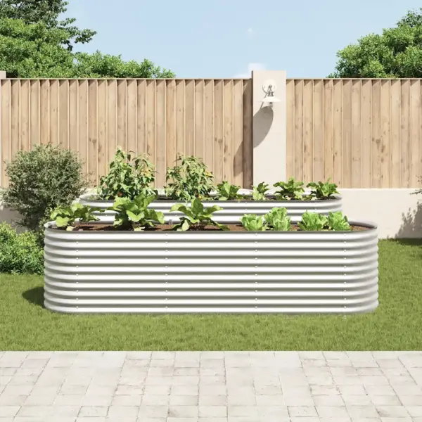 Tsingitud terasest taimelava, hõbedane, 320 x 80 x 81 cm – 3