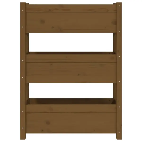 Kolmetasandiline täismännipuidust taimekast, meekarva, 77 x 25 x 104,5 cm – 5