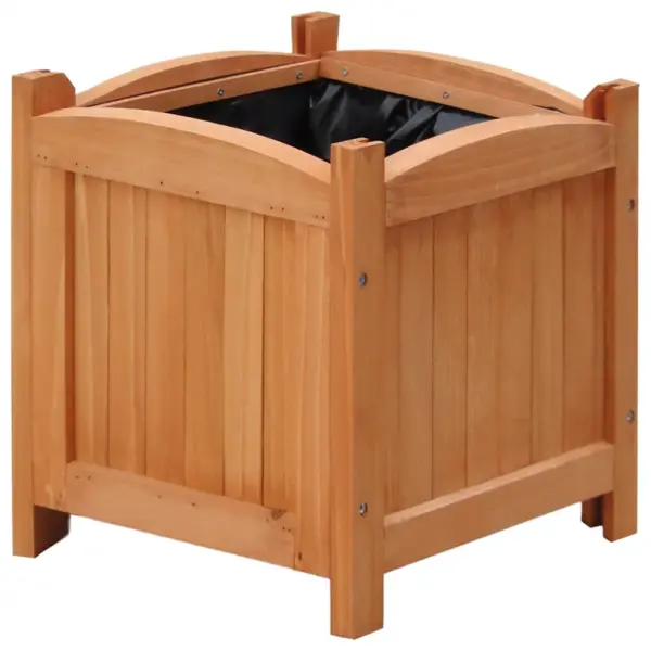 Täispuidust taimekastid PE-voodriga, 4 tk, 30 x 30 x 30 cm, pruun – 3