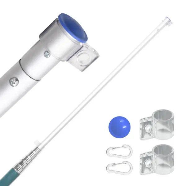 Teleskoopiline alumiiniumist lipumast maandusümbrisega, hõbedane, 5,5 m – 4