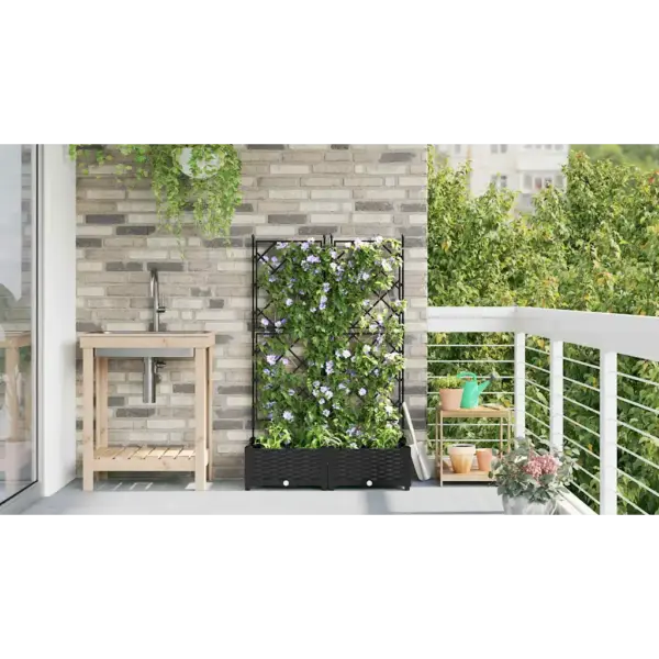 Aia istutuskast trellisega, 2 tk, must teras, 80 x 40 x 125,5 cm – 4
