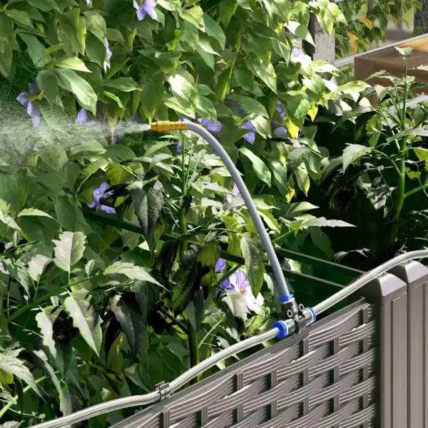 Pruun aia istutuskast terasest, trellise ja kastmissüsteemiga, 40 x 40 x 142 cm – 5