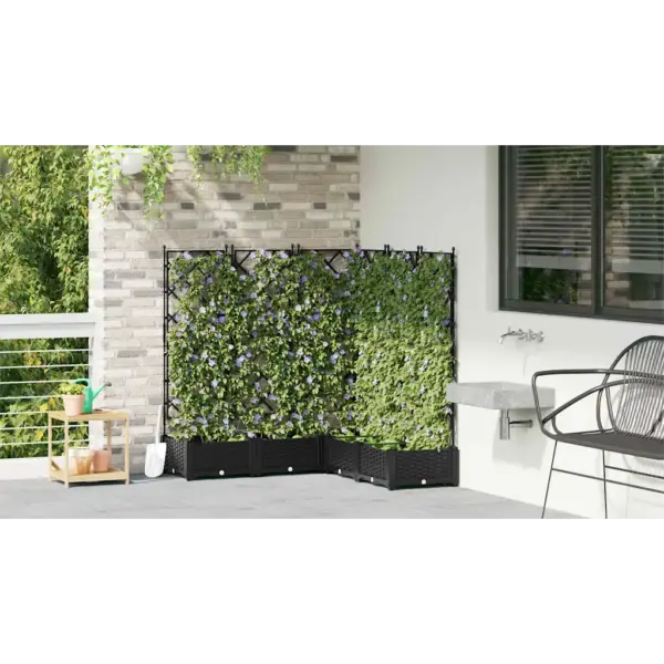 Terasest aia istutuskastid trellisega, 5 tk, must, 120 x 120 x 125,5 cm – 4