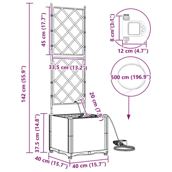 Aia istutuskast ronitaimede tugiraamiga, hall teras, 40 x 40 x 142 cm – 8
