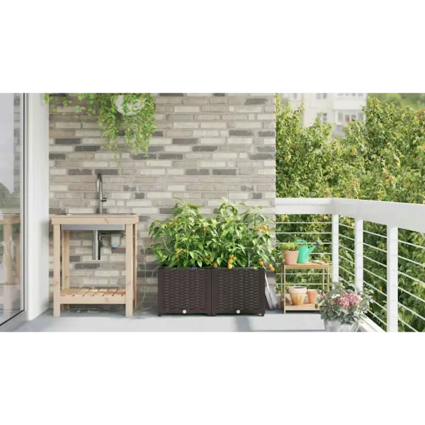 Aia istutuskastid isekastmissüsteemiga, 2 tk, pruun teras, 80 x 40 x 37,5 cm – 4