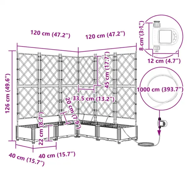 Terasest aia istutuskastid kastmissüsteemiga, 5 tk, pruun, 120 x 120 x 126 cm – 9