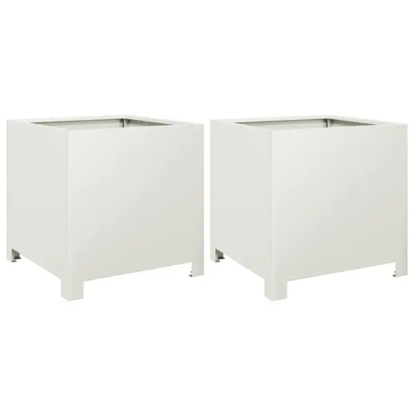 Terasest aia taimekastid põhjaga, 2 tk, valge, 40 x 40 x 40 cm – 2