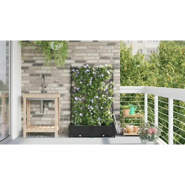 Terasest aiapott ronitaimedele kastmissüsteemiga, 2 tk, must, 80 x 40 x 126 cm – 4