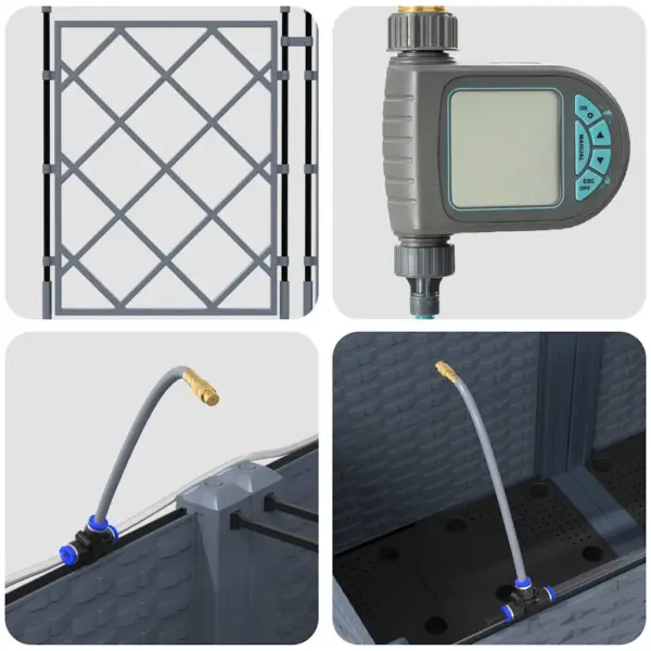 Terasest aiapottide komplekt kastmissüsteemiga, 5 tk, helehall, 120 x 120 x 142 cm – 8