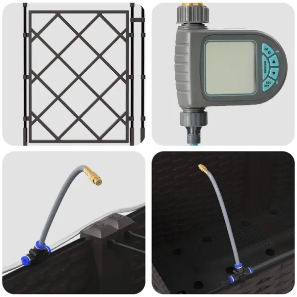 Pruun terasest aiamoodulistutuskast võrega ja kastmissüsteemiga, 3 tk, 80 x 80 x 142 cm – 8