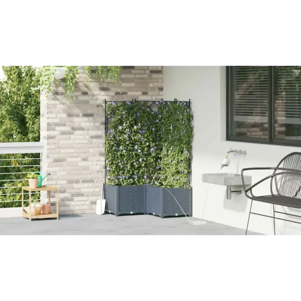 Aia istutuskastid trelliga, 3 tk, helehall teras, 80 x 80 x 142 cm - 4