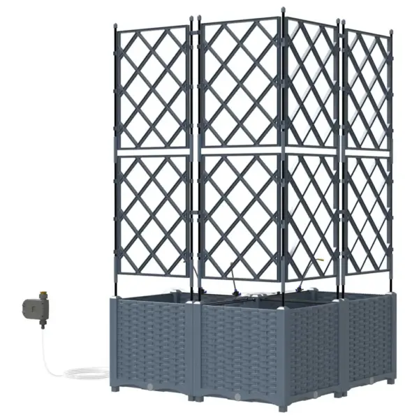 Aia istutuskastid trelliga, 3 tk, helehall teras, 80 x 80 x 142 cm - 7