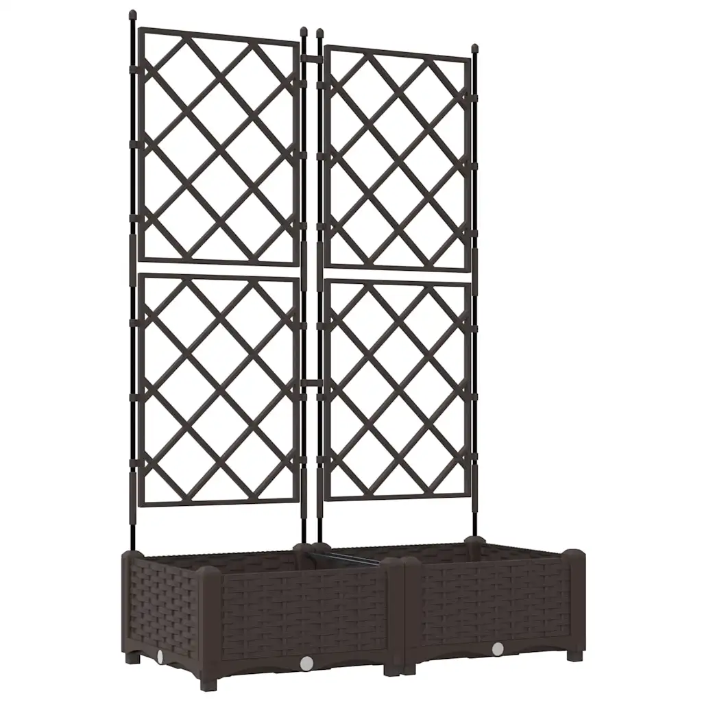 Pruun terasest istutuskast trellisega, 2 tk, 80 x 40 x 125,5 cm