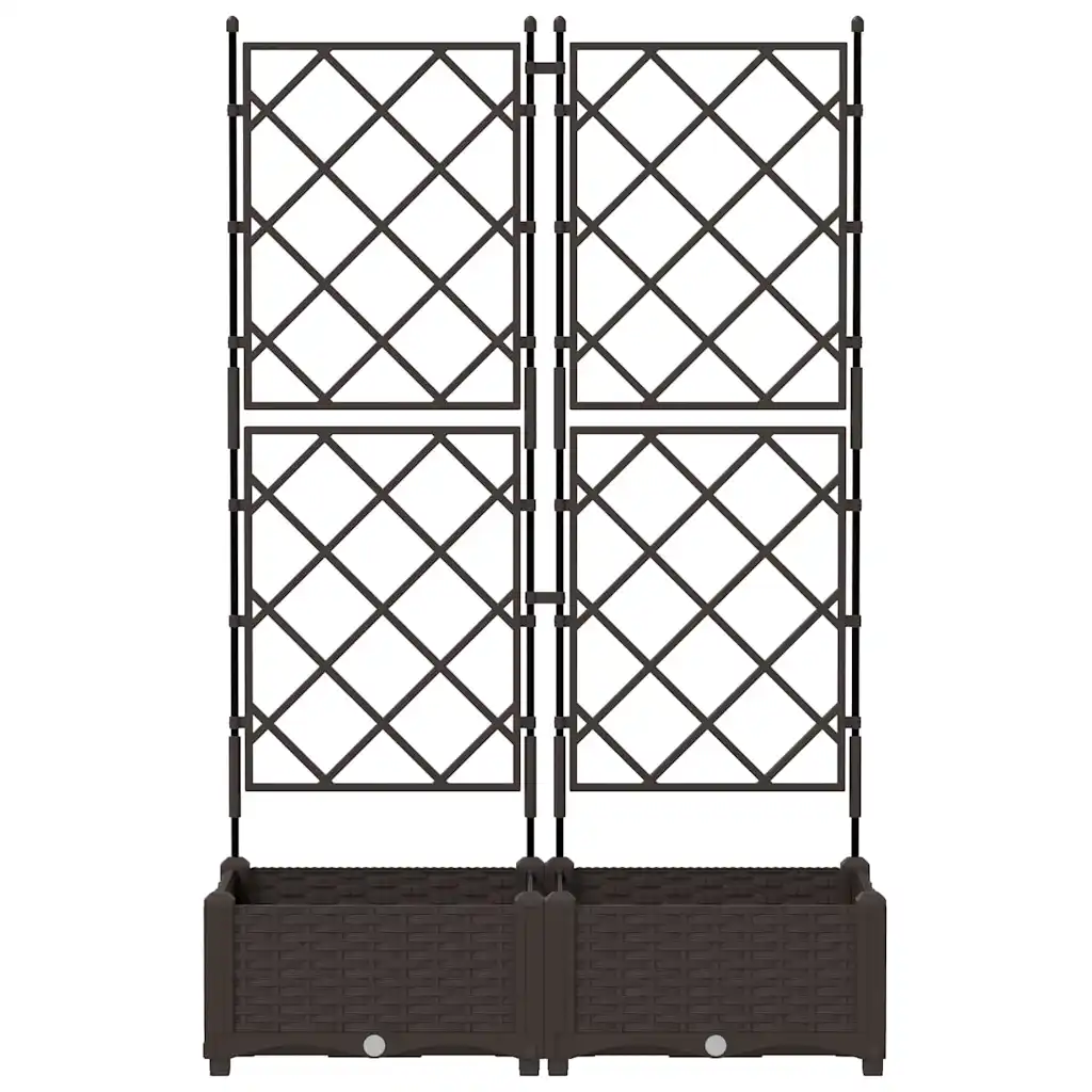 Pruun terasest istutuskast trellisega, 2 tk, 80 x 40 x 125,5 cm