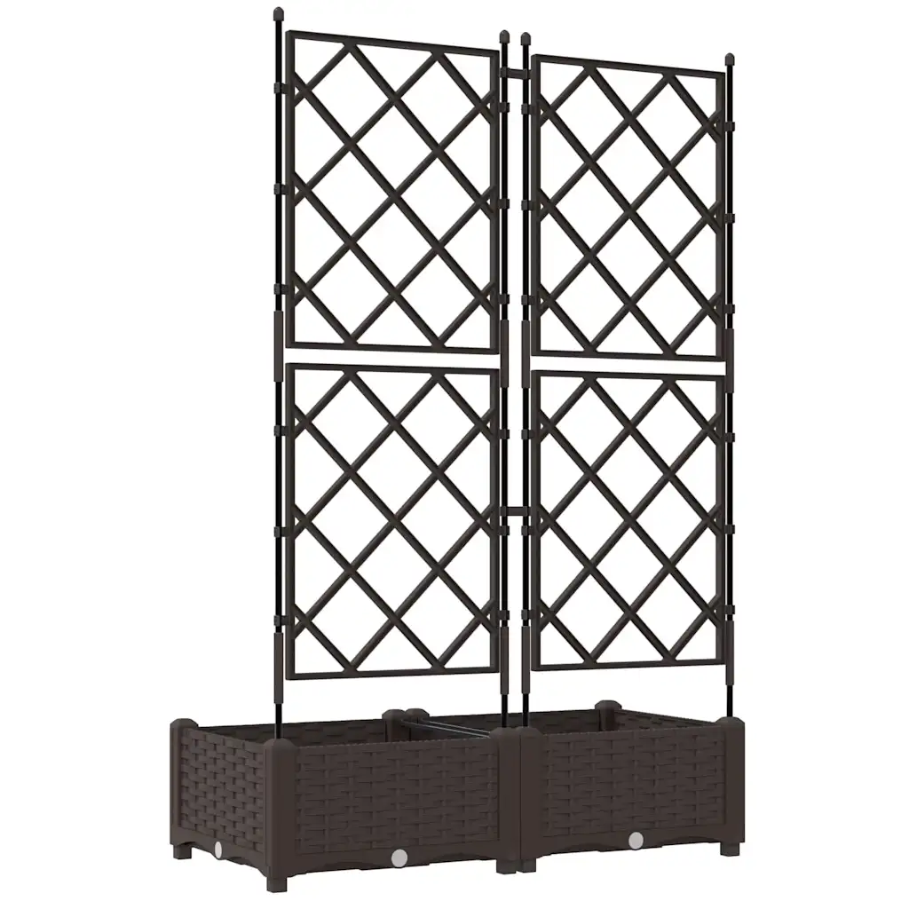 Pruun terasest istutuskast trellisega, 2 tk, 80 x 40 x 125,5 cm