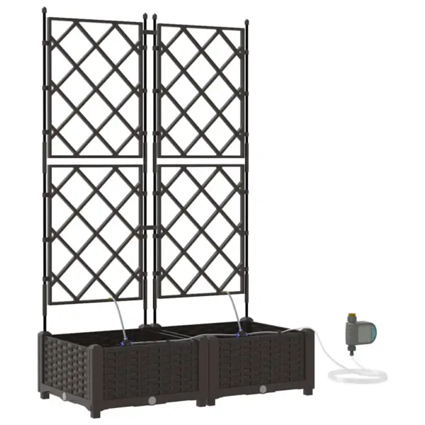 Terasest istutuskast trellise ja kastmissüsteemiga, 2 tk, pruun, 80 x 40 x 126 cm – 2