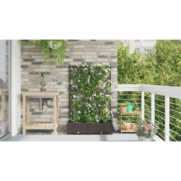 Terasest istutuskast trellise ja kastmissüsteemiga, 2 tk, pruun, 80 x 40 x 126 cm – 4