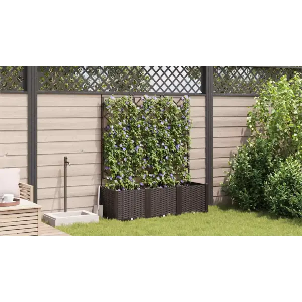 Pruun terasest istutuskast trellisega, 3-osaline komplekt, 120 x 40 x 143 cm – 4