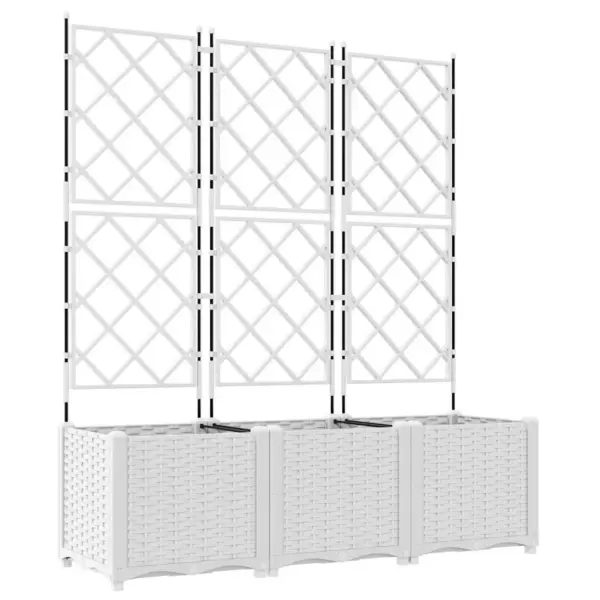 3-osaline terasest istutuskast trellisega, valge, 120 x 40 x 143 cm – 2