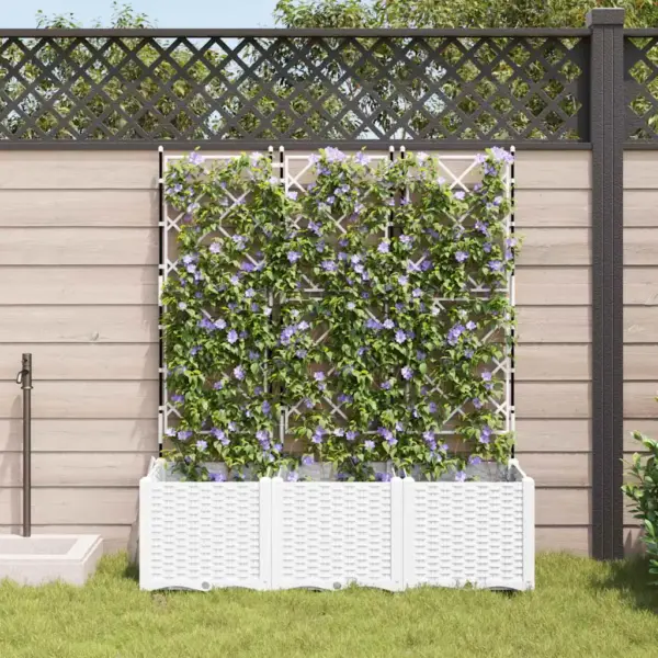 3-osaline terasest istutuskast trellisega, valge, 120 x 40 x 143 cm – 3