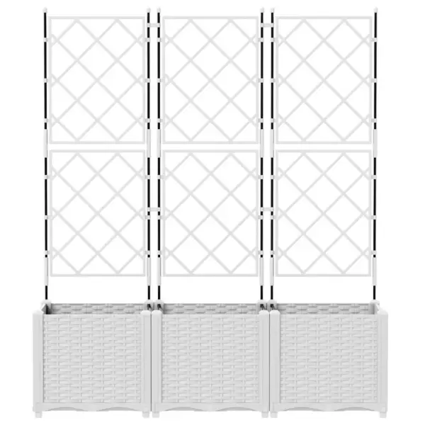 3-osaline terasest istutuskast trellisega, valge, 120 x 40 x 143 cm – 5