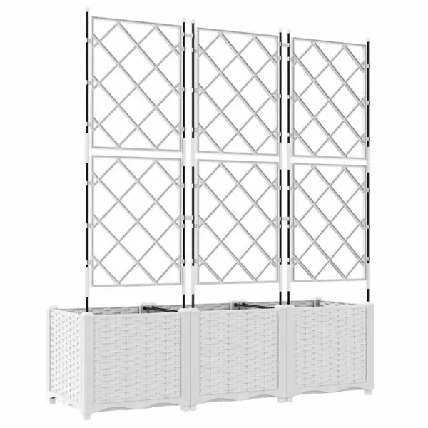 3-osaline terasest istutuskast trellisega, valge, 120 x 40 x 143 cm – 7