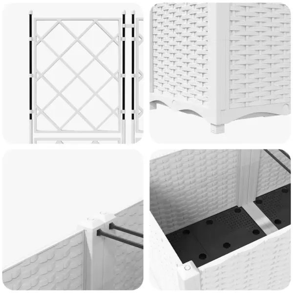 3-osaline terasest istutuskast trellisega, valge, 120 x 40 x 143 cm – 8
