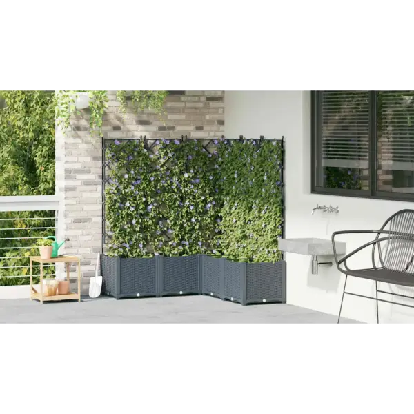 Terasest istutuskastid trellisega, 5 tk, helehall, 120 x 120 x 143 cm – 4