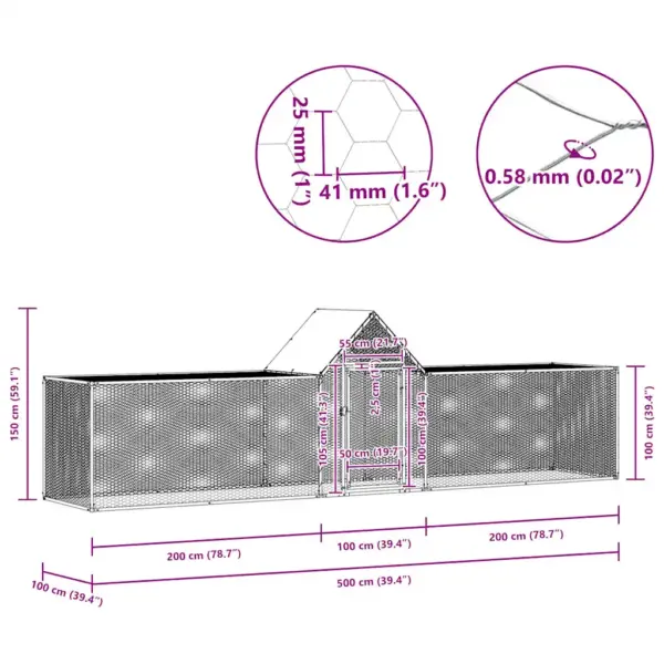 Terasest kanakuut veekindla katusega, hõbedane, 5 x 1 x 1,5 m – 9