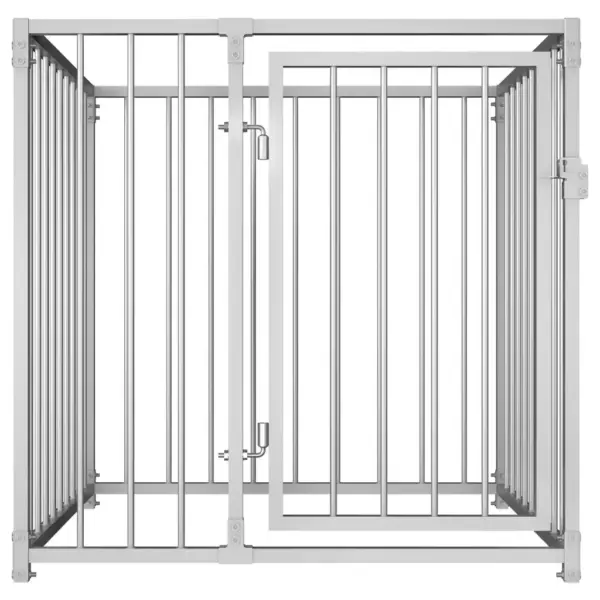 Terasest koeraaedik lukustatava väravaga, hõbedane, 100 x 100 x 100 cm – 2