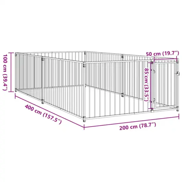 Terasest koeraaedik õue, hõbedane, 200 x 400 x 100 cm – 7